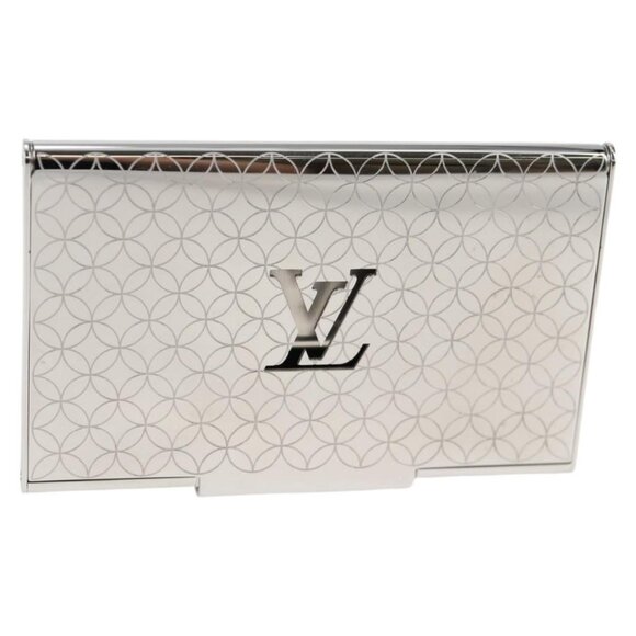LOUIS VUITTON Porte Cartes Champs Elysees Metal Silver Auth - Picture 1 of 16